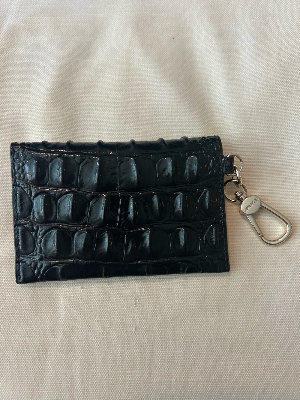 Brahmin Black Croc-Embossed Leather Key Pouch with Gold Hardware - Picture 2 of 3